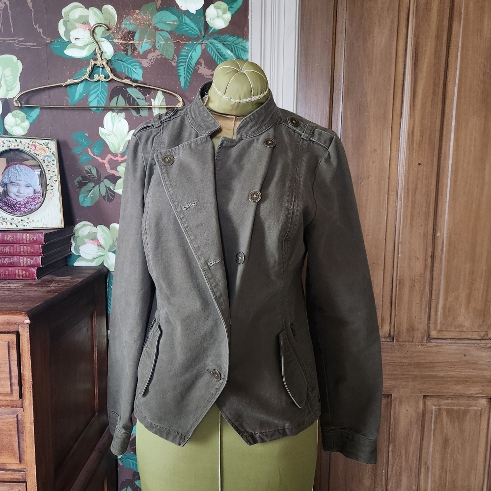 HANG TEN Utility Jacket | Olive Green | 100% Cotton | Size Large